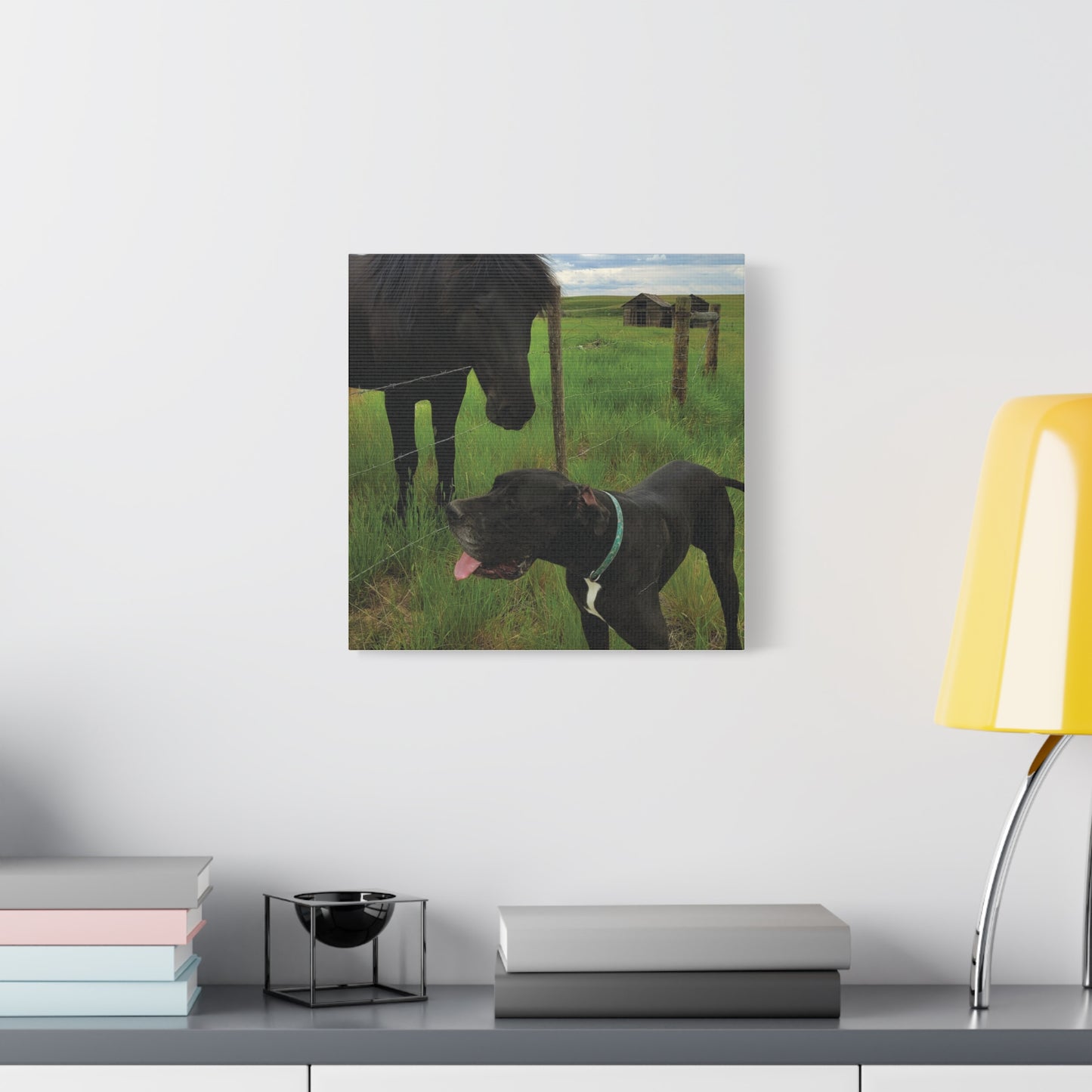 Pet Portrait Matte Canvas Wall Art - Horse & Dog