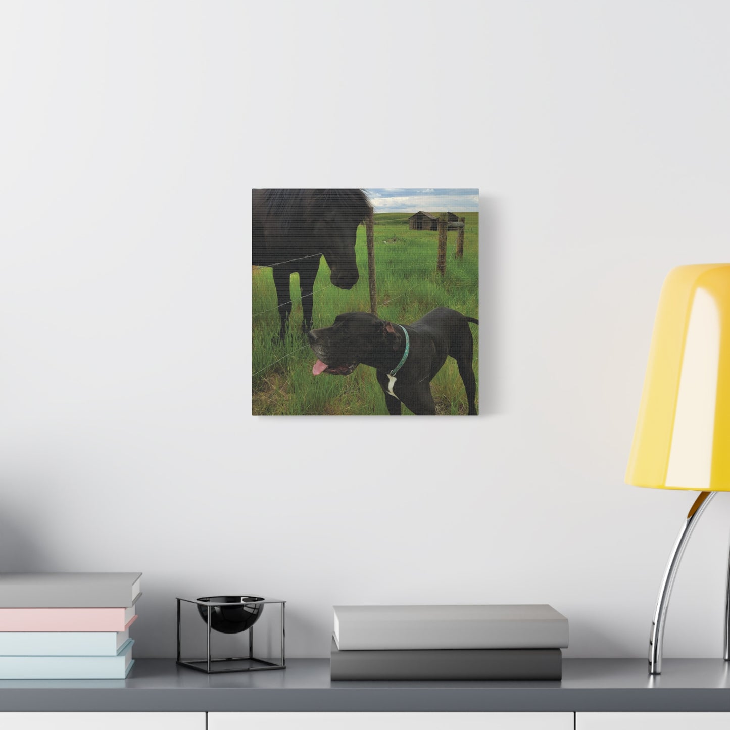 Pet Portrait Matte Canvas Wall Art - Horse & Dog