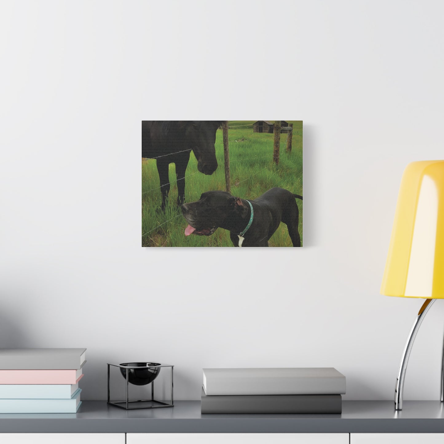 Pet Portrait Matte Canvas Wall Art - Horse & Dog
