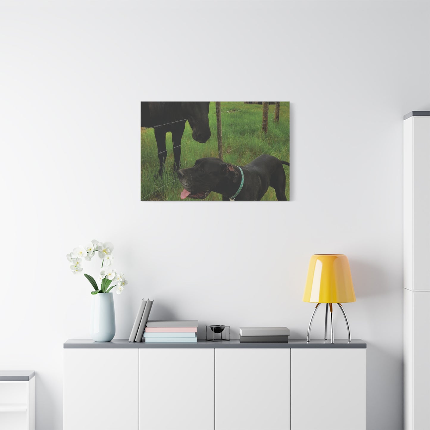 Pet Portrait Matte Canvas Wall Art - Horse & Dog